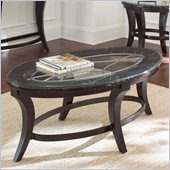 Steve Silver Company Cayman Marble with Glass Cocktail Table in Antiqued Brown