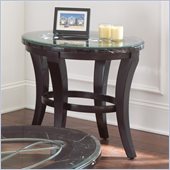 Steve Silver Company Cayman Black and White Marble with Glass End Table in Antiqued Brown