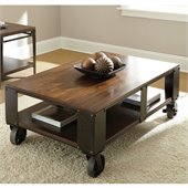 Steve Silver Company Barrett Cocktail Table in Distressed Tobacco and Antiqued Metal