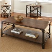 Steve Silver Company Winston Cocktail Table in Distressed Tobacco and Antiqued Metal