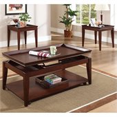 Steve Silver Company Clemens 3 Pack Lift-Top Casters Cocktail and End Tables Set in Cherry