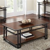 Steve Silver Company Micah Cocktail Table in Black Metal and Cherry Finish