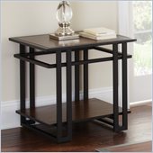 Steve Silver Company Micah End Table in Black Metal and Cherry Finish