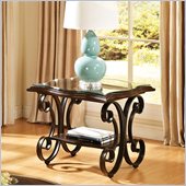 Steve Silver Company Hayward Square End Table in Cherry with Glass Top