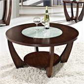 Steve Silver Company Rafael Cocktail Table in Cherry with Cracked Glass Insert
