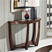 Steve Silver Company Rafael Sofa Table in Cherry with Cracked Glass Insert