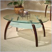Steve Silver Company Atlantis Cocktail Table in Multi-Step Cherry with Beveled Glass Top