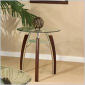 Steve Silver Company Atlantis End Table in Multi-Step Cherry with Beveled Glass Top
