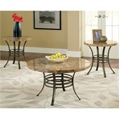 Steve Silver Company Collison 3 Pack Modern Cocktail and End Tables Set with Marble Top