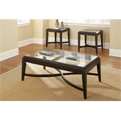 Steve Silver Company Mayfield 3 Pack Glass Top Cocktail and End Tables Set in Dark Pine