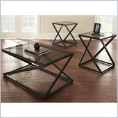 Steve Silver Company Darius 3 Pack Cocktail and End Tables Set in Black Metal