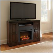 Steve Silver Company Chamberlain Black Granite Media Fireplace Set in Classic Espresso