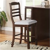 Steve Silver Company Bradford Upholstered Plush White Chenille Counter Chair in Dark Oak