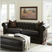 Steve Silver Company Tusconny Leather Sofa in Arkon Bark with Two Accent Pillows