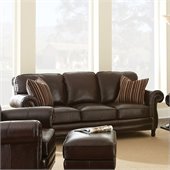Steve Silver Company Chateau Leather Sofa in Antique Chocolate Brown with 2 Accent Pillows