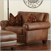 Steve Silver Company Silverado Leather Chair in Caramel Brown with Two Accent Pillows