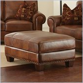 Steve Silver Company Silverado Leather Ottoman in Caramel Brown