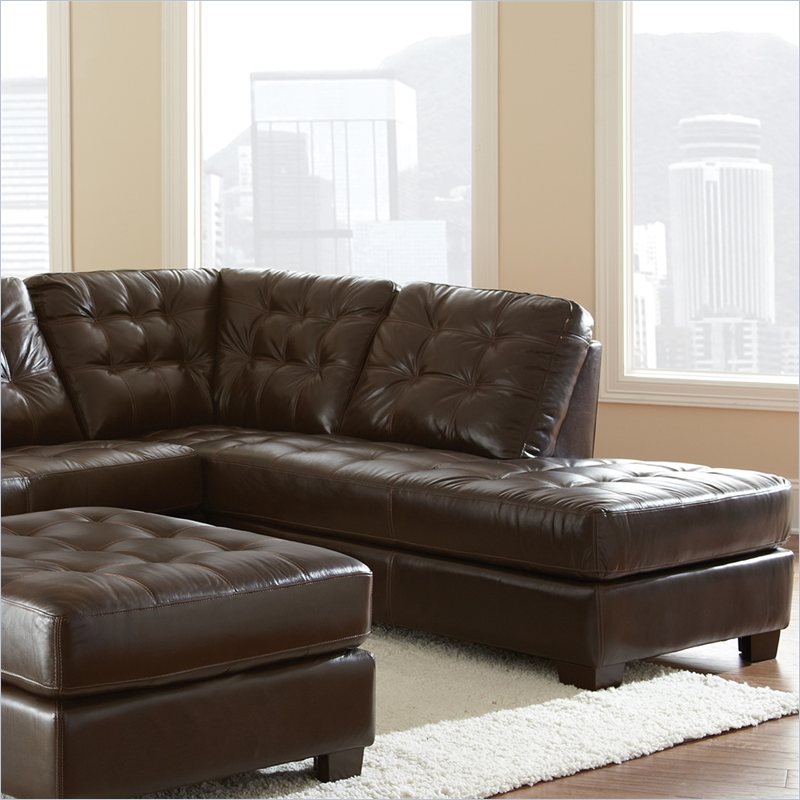 Steve Silver Company Soho Leather Chaise in Ebony Brown