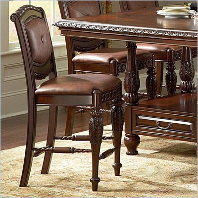 Steve Silver Company Antoinette Bicast Leather Counter Side Chair in Cherry Finish