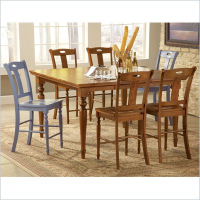 Steve Silver Company Barbados 7 Piece Counter Height Dining Set in Honey Oak