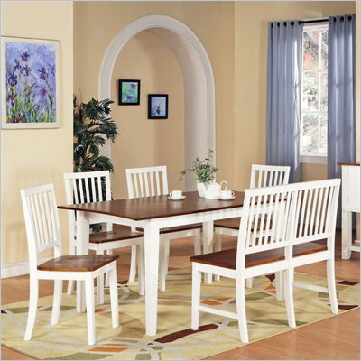 Steve Silver Company Branson 7 Piece Dining Set in White and Oak