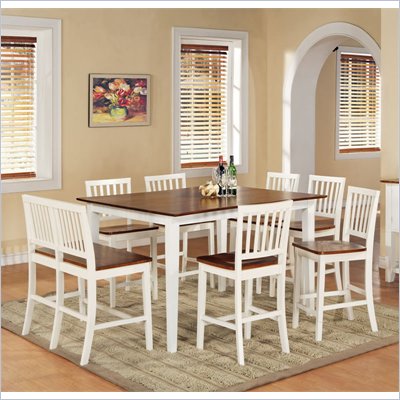Steve Silver Company Branson 7 Piece Counter Height Dining Set in White and Oak