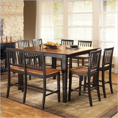 Steve Silver Company Branson 7 Piece Counter Height Dining Set in Black and Cherry