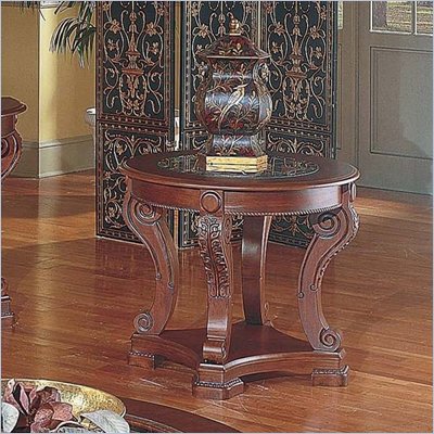Steve Silver Company Canterbury Etched Glass Cherry End Table