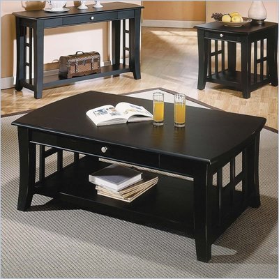 Steve Silver Company Cassidy Rectangular Wood Top Cocktail Table in Black