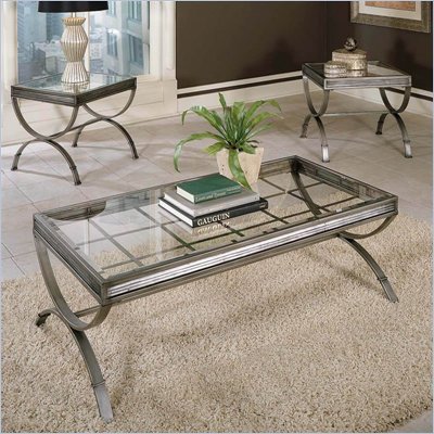 Steve Silver Company Emerson Coffee Table and End Table Set in Silver