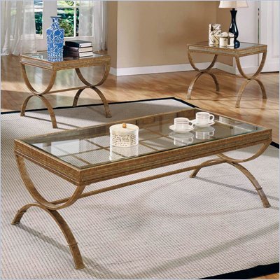 Steve Silver Company Emerson Coffee Table and End Table Set Gold Bronze