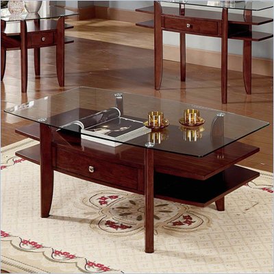 Steve Silver Company Gayle Cherry Coffee Table with Glass Top