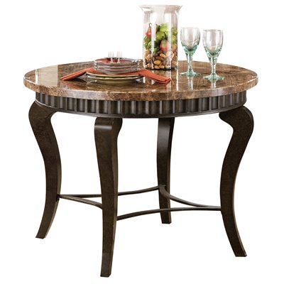 Steve Silver Company Hamlyn Marble Top Dining Table in Pewter Finish