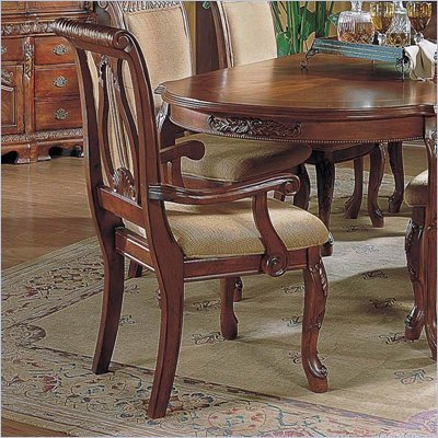 Steve Silver Company Harmony Fabric Dining Arm Chair in Cherry