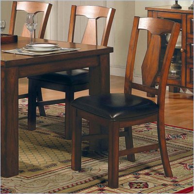 Steve Silver Company Lakewood Vinyl Dining Side Chair in Rich Oak