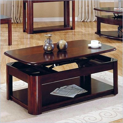 Steve Silver Company Lidya Rectangular Cherry Wood Lift-Top Coffee Table with Casters