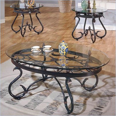 Steve Silver Company Lola 3 Piece Coffee Table Set in Dark Brown Finish
