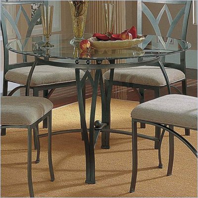 Steve Silver Company Madrid Round Casual Dining Table with Glass Top