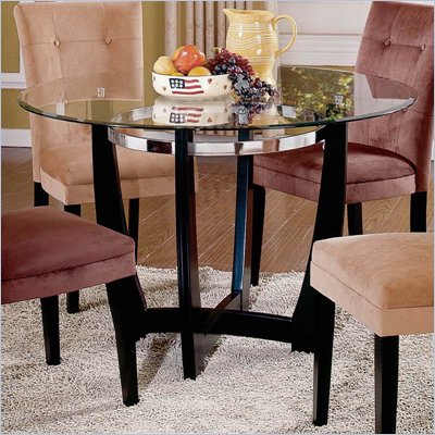 Steve Silver Company Matinee 48 Inch Round Glass Dining Table in Dark Cherry Finish
