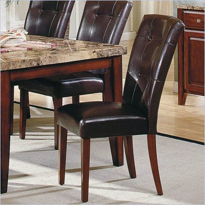 Steve Silver Company Montibello Vinyl Dining Parson Chair in Dark Brown