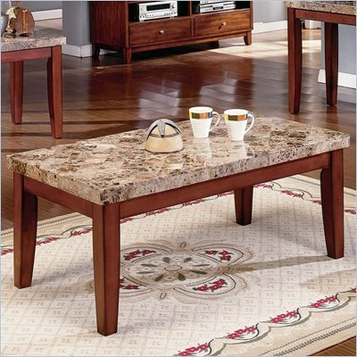 Steve Silver Company Montibello Brown Rectangular Coffee Table with Marble Top