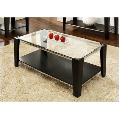 Steve Silver Company Newman Glass Top/Espresso Base Cocktail Table