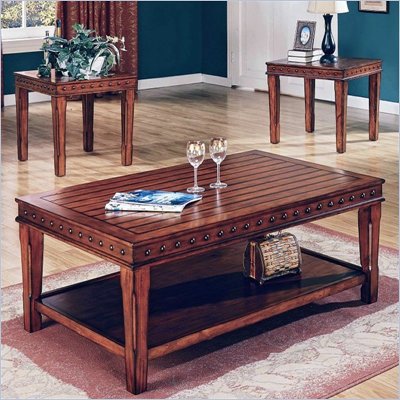 Steve Silver Company Odessa Coffee Table and End Table Set in Chestnut