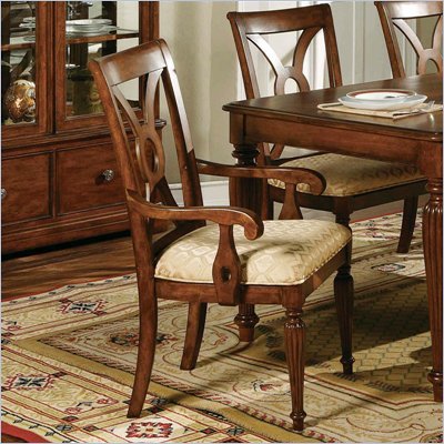 Steve Silver Company Ridgedale Fabric Dining Arm Chair in Cherry