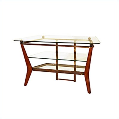 Steve Silver Company Saxony Glass Top TV Stand in Cherry Finish