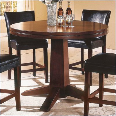 Steve Silver Company Serena Pedestal Counter Height Table in Dark Cherry Finish