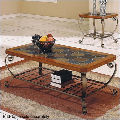Steve Silver Valencia Wood Top Cocktail Table in Oak Finish