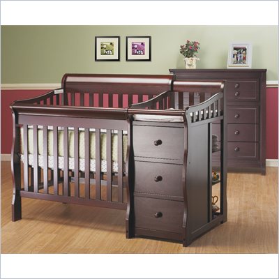 Sorelle Newport 3 in 1 Mini Convertible Porta Crib & Changer Combo in Merlot