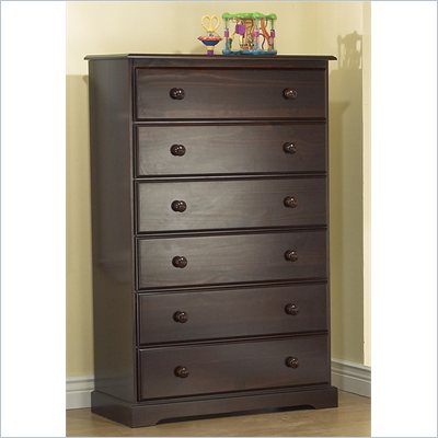 Sorelle Sophia Solid Pine 6 Drawer Chest in Espresso