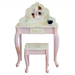 Teamson Design Bouquet Hand Painted Vanity Table and Stool